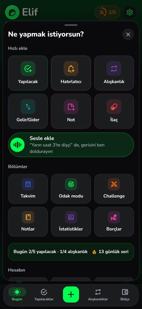 Kısayol menüsü
